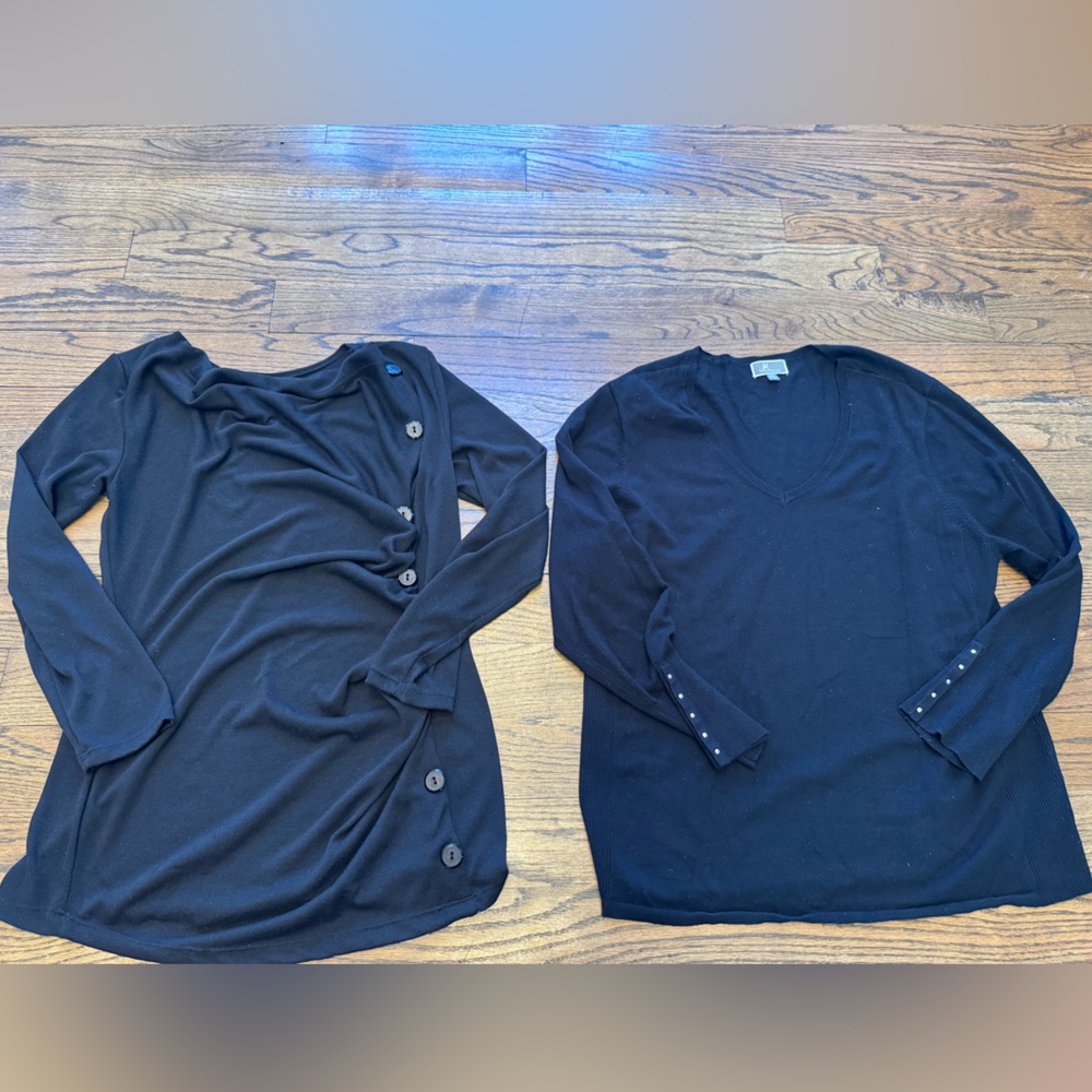 Set of 2 Black XXL Long Sleeve Sweaters with Button Details